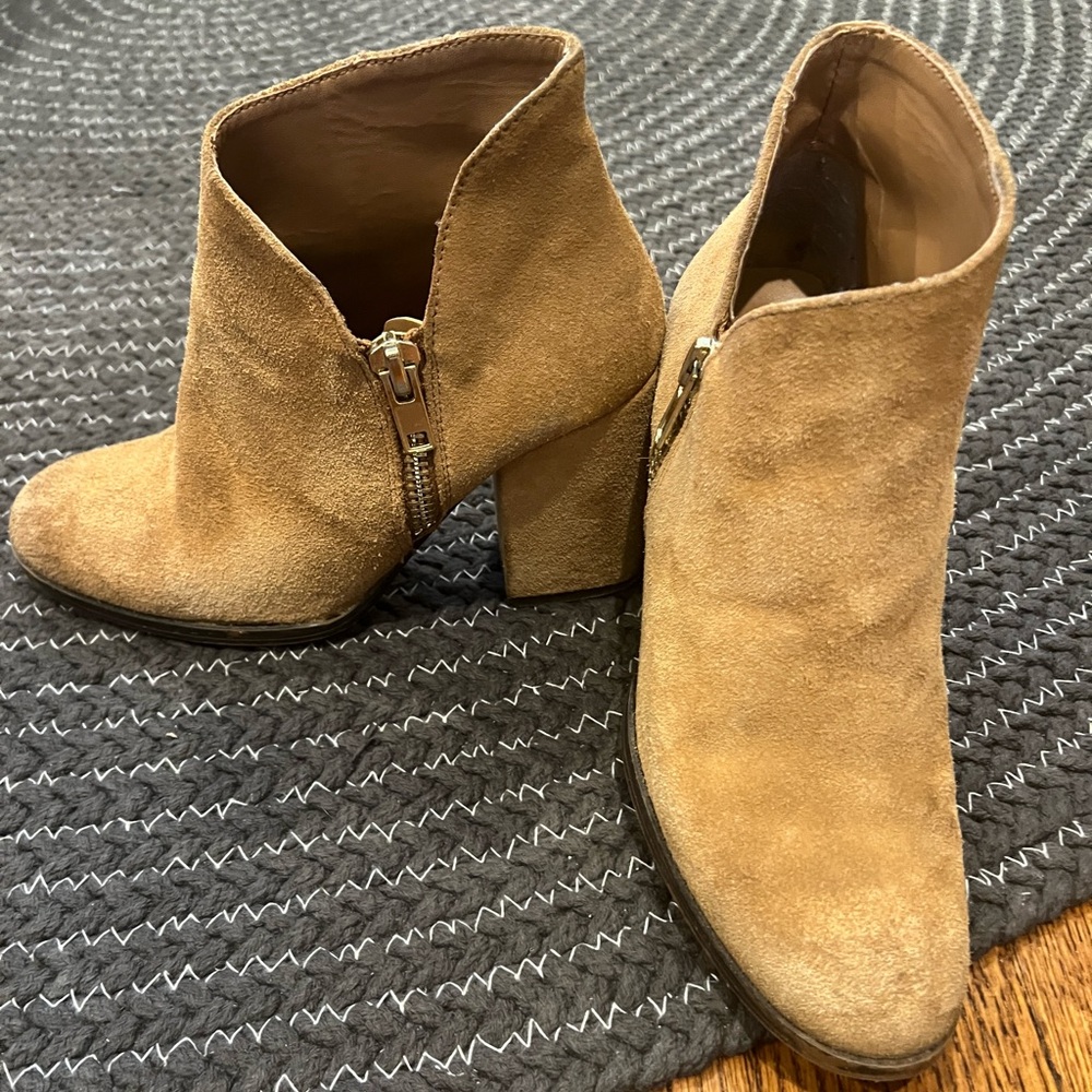 Zara Trafaluc TRF Faux Suede Camel Brown Boots Booties